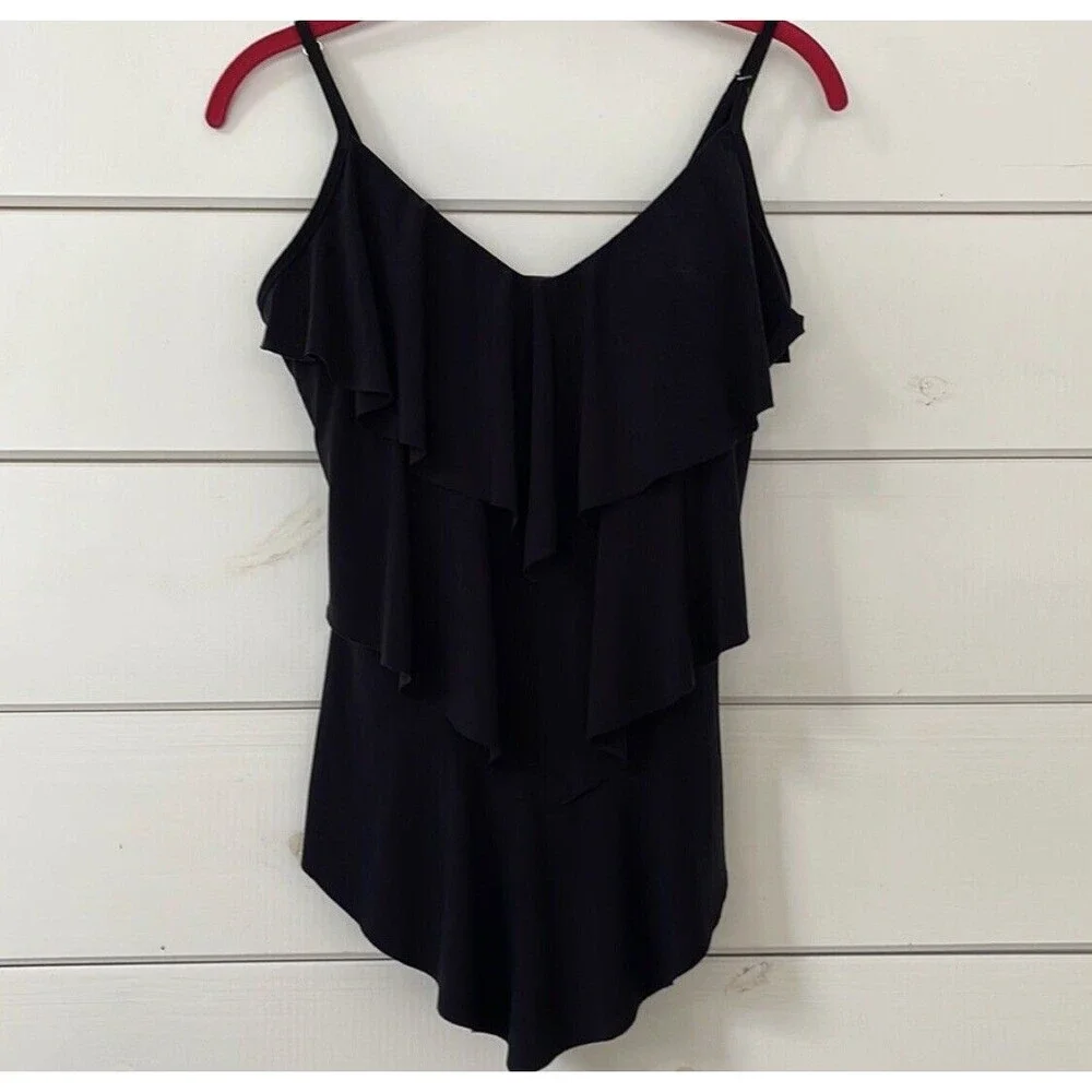 Magicsuit  Rita Wireless Ruffle Tankini Black 6006044 Size 10